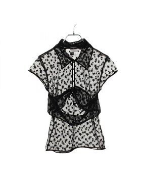 Chanel Blouse Lace Short Sleeve Black